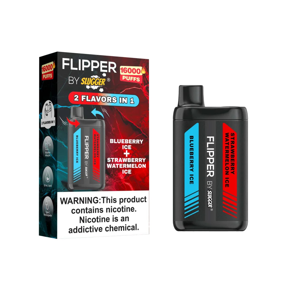 Flipper 16000 Puffs Disposable by Slugger Blueberry Ice + Strawberry Watermelon Ice