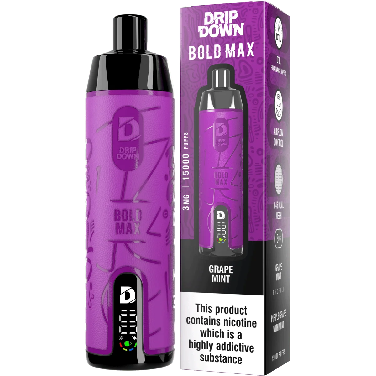 Drip Down Bold Max Grape Mint 15000 Puffs