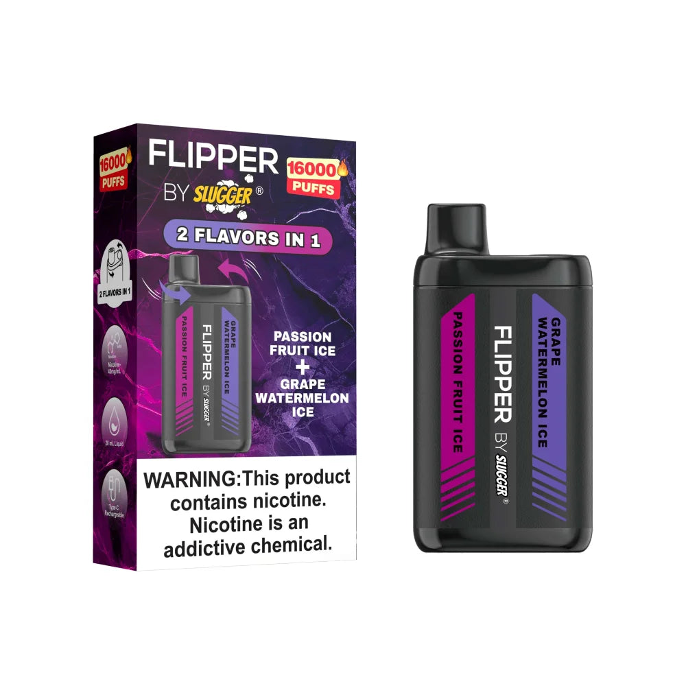 Flipper 16000 Puffs Disposable by Slugger Passion fruit Ice + Grape Watermelon Ice